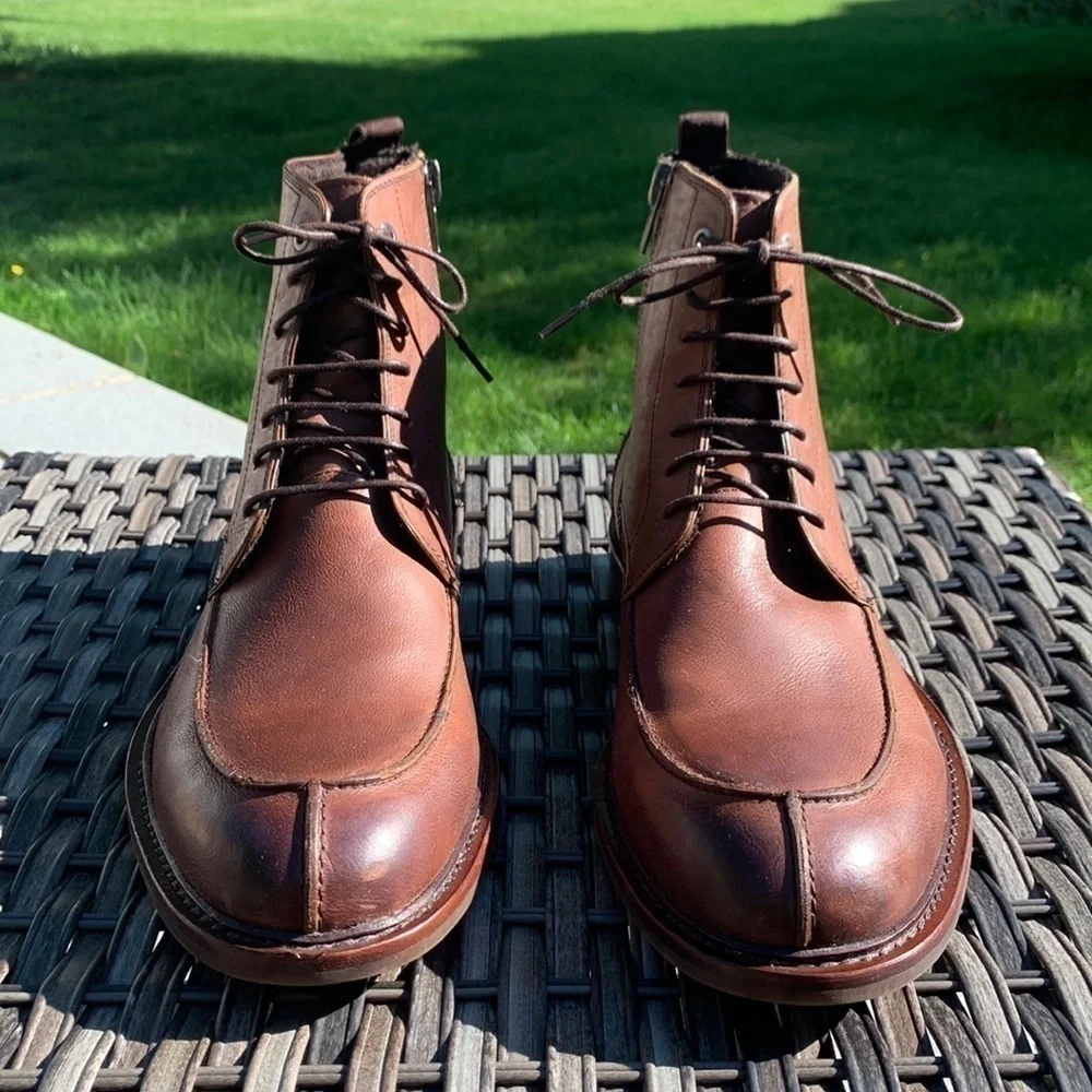 𝅺kenneth Cole for Saks Fifth Avenue RED First Class Leather Ankle Boots - Brown